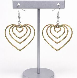 Gold Heart Drop Earrings